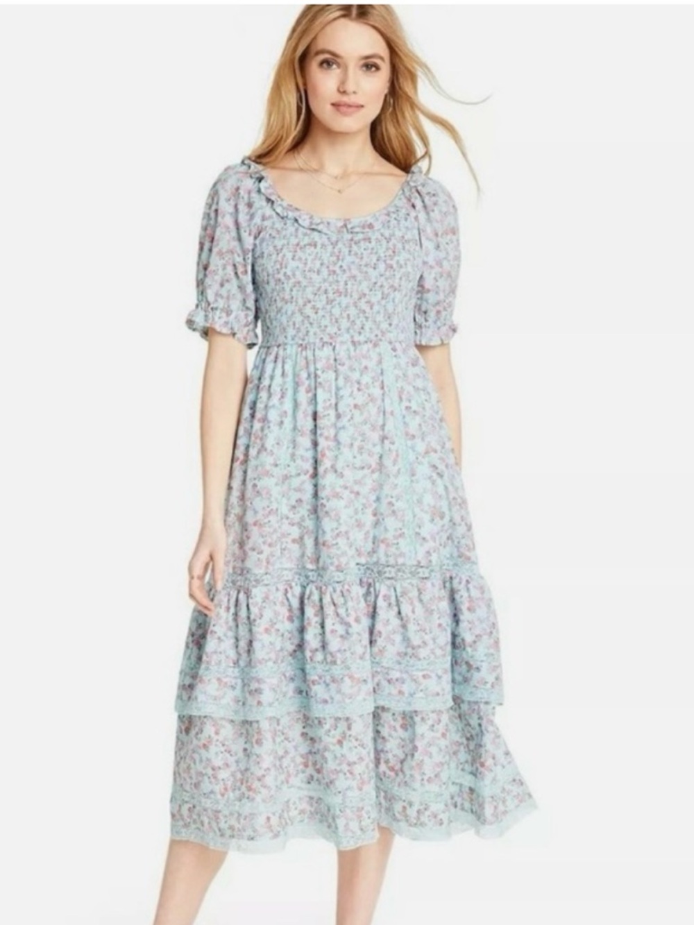 LoveShackFancy x Target Mint Floral Smocked Midi Dress